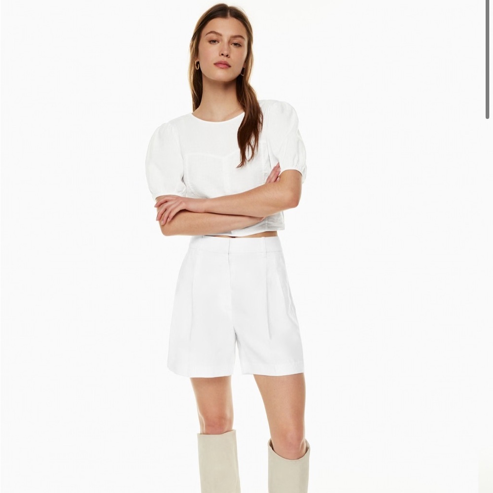 Aritzia Wilfred The Effortless Short Linen Mid-Thigh, White, 8